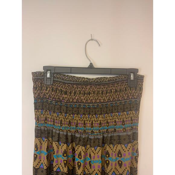 Mine Womens Maxi Dress SZ L Boho Aztec Country Festival Southwest Sundress - Picture 7 of 9